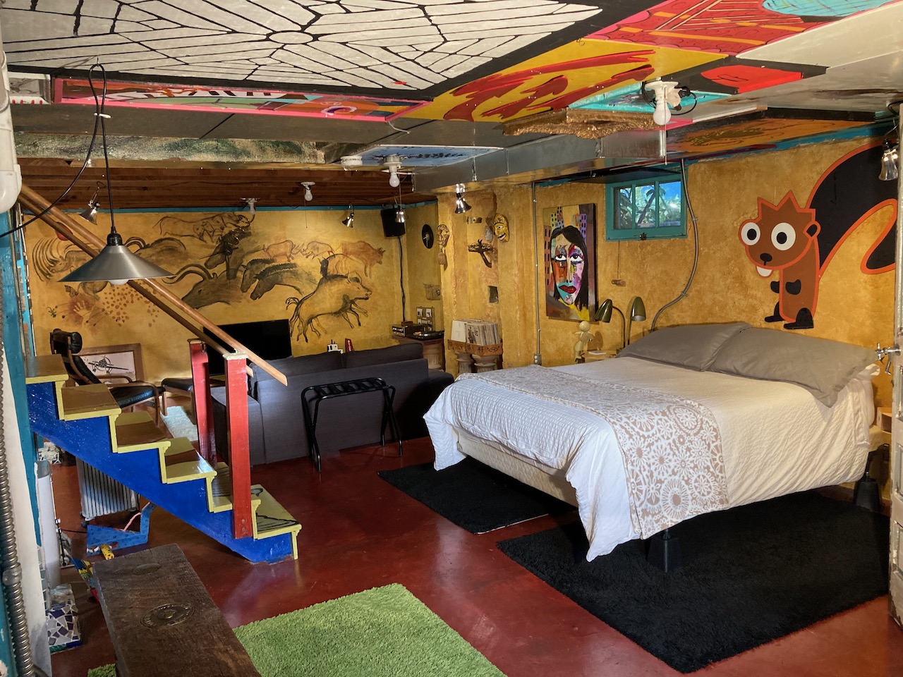 Cozy basement art studio